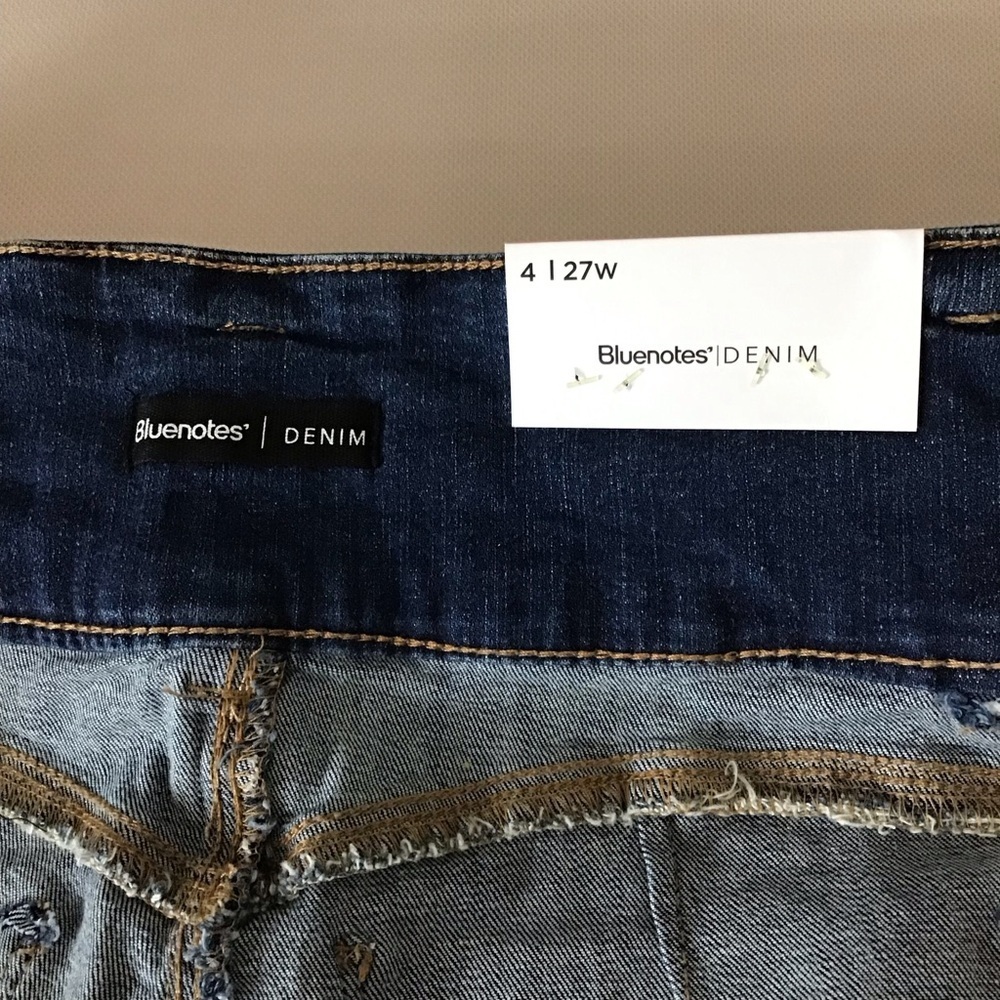 Bluenotes Olivia Dark Blue Distressed High Rise Jean Shorts - Picture 7 of 11
